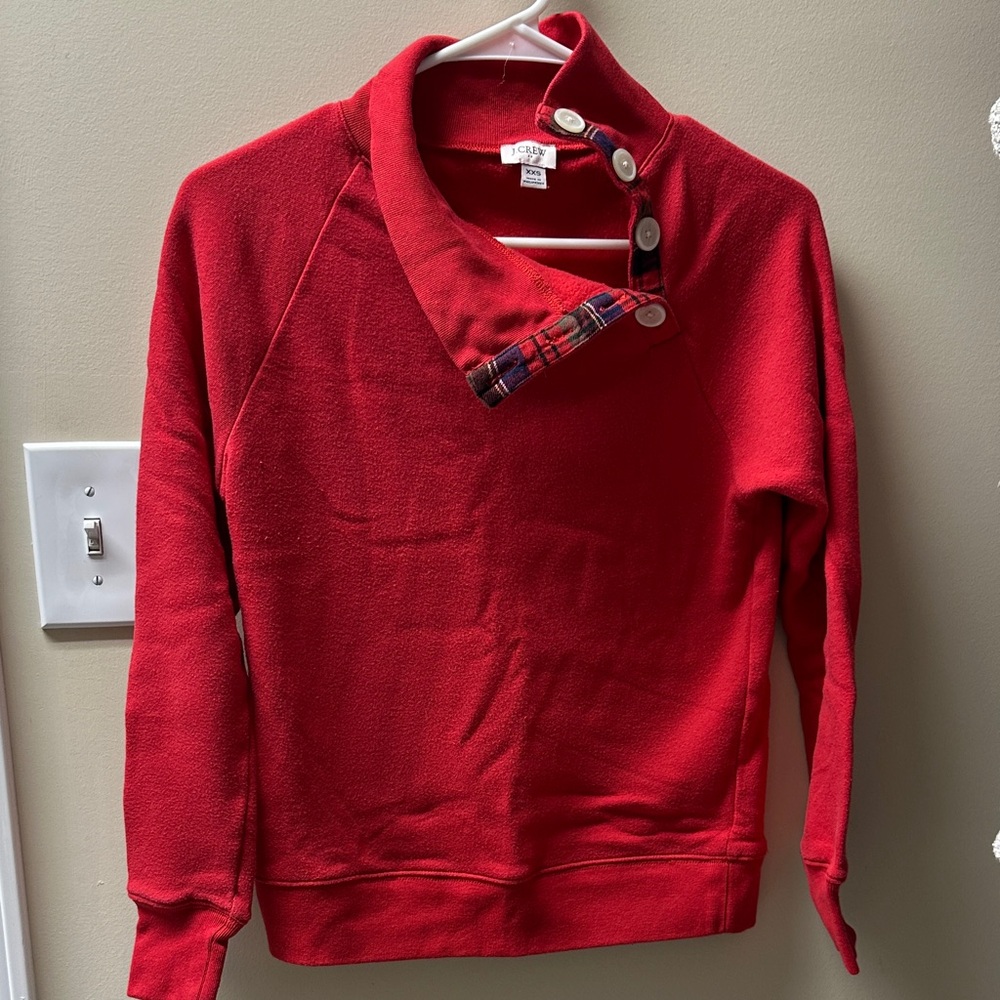 J. Crew Factory Red Button-Up Sweatshirt